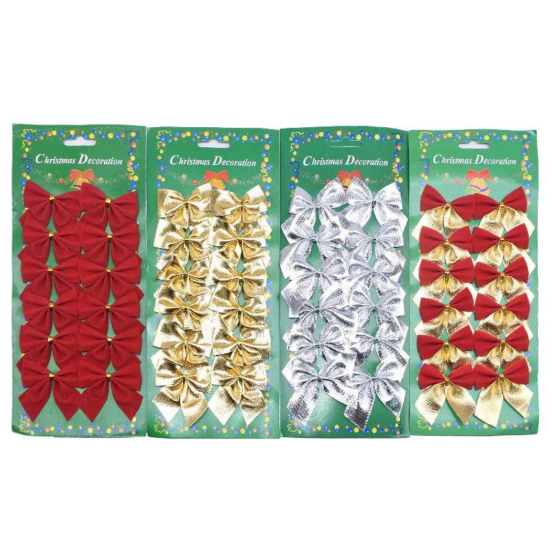 24 buc Arcuri de Crăciun Festival 5,5 cm Aur Argintiu Roșu Fundă Ornamente pentru Pomul de Crăciun Decoratiuni Anul Nou 2021Navidad Decor