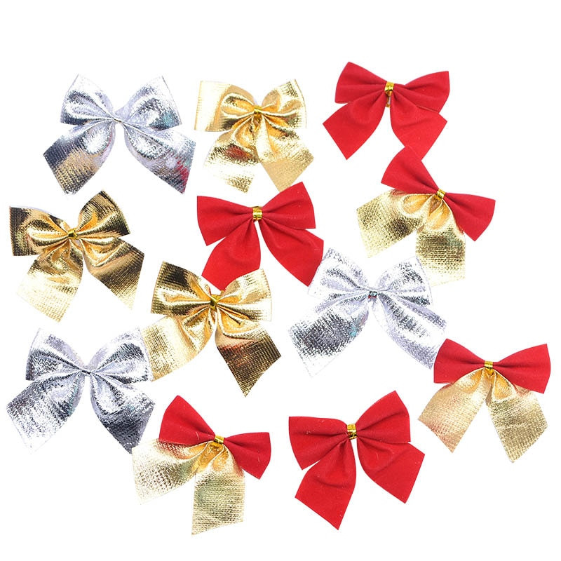 24 buc Arcuri de Crăciun Festival 5,5 cm Aur Argintiu Roșu Fundă Ornamente pentru Pomul de Crăciun Decoratiuni Anul Nou 2021Navidad Decor