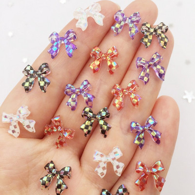 10mm Mini Shiny Lattice Bow Nail Art 100PCS Rhinestone Appliques Scrapbook DIY Αξεσουάρ μανικιούρ Στολίδια L609