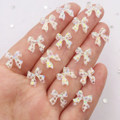 10mm Mini Shiny Lattice Bow Nail Art 100PCS Rhinestone Appliques Scrapbook DIY Αξεσουάρ μανικιούρ Στολίδια L609