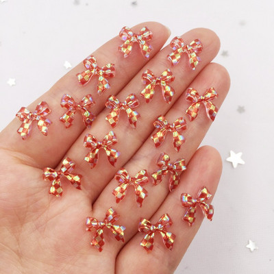 10mm Mini Shiny Lattice Bow Nail Art 100PCS Rhinestone Appliques Scrapbook DIY Αξεσουάρ μανικιούρ Στολίδια L609
