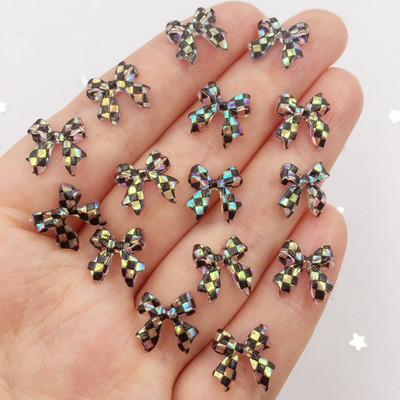 10mm Mini Shiny Lattice Bow Nail Art 100PCS Rhinestone Appliques Scrapbook DIY Αξεσουάρ μανικιούρ Στολίδια L609