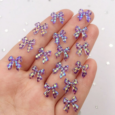 10mm Mini Shiny Lattice Bow Nail Art 100PCS Rhinestone Appliques Scrapbook DIY Αξεσουάρ μανικιούρ Στολίδια L609