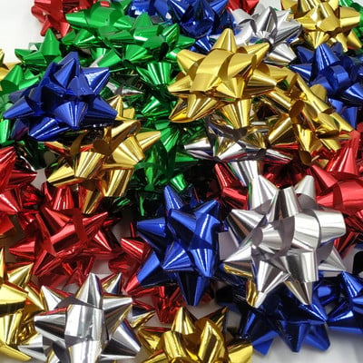 Glitter Star Bows, Gift Wrap Bows-Christmas Ribbon Gift Bows 2 3/4" Inch (10 ΤΕΜ)