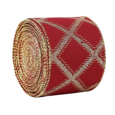 B0KB Лента за опаковане на подаръци Лента с жичен ръб за венци Ленти Коледен декор Направи си сам