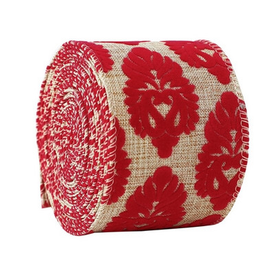 B0KB Лента за опаковане на подаръци Лента с жичен ръб за венци Ленти Коледен декор Направи си сам