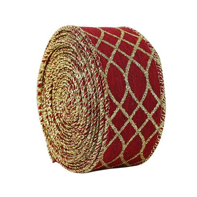 B0KB Лента за опаковане на подаръци Лента с жичен ръб за венци Ленти Коледен декор Направи си сам