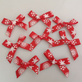 FZNNAO 3/8" božićne leptir mašne s otisnutom crvenom vrpcom, 100 kom. Rukotvorine mašne za blagdanske prilike