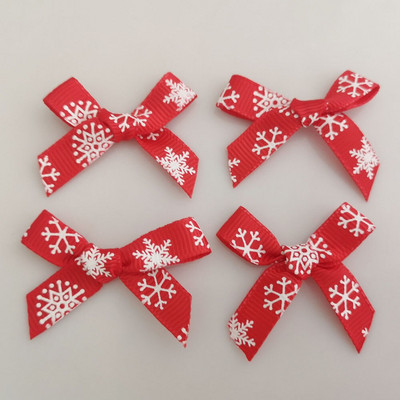 FZNNAO 3/8" božićne leptir mašne s otisnutom crvenom vrpcom, 100 kom. Rukotvorine mašne za blagdanske prilike