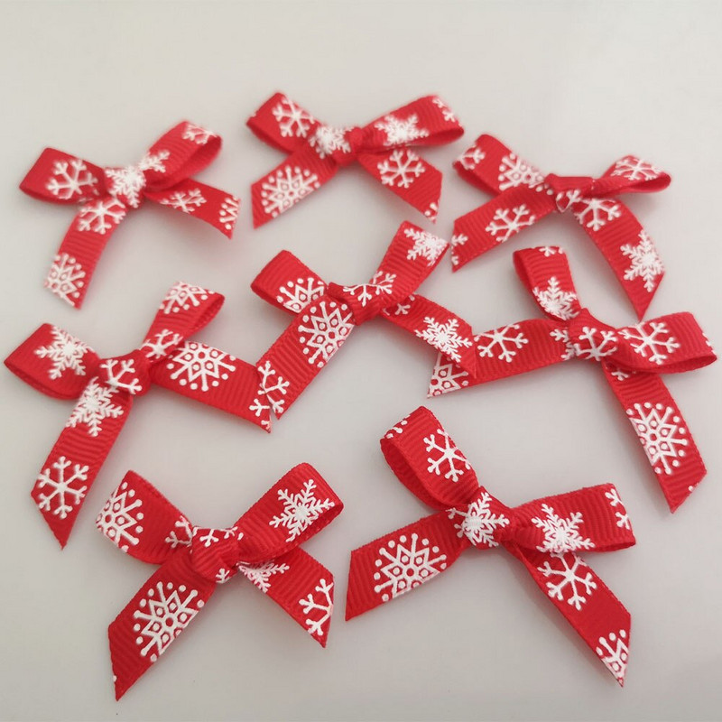 FZNNAO 3/8" božićne leptir mašne s otisnutom crvenom vrpcom, 100 kom. Rukotvorine mašne za blagdanske prilike