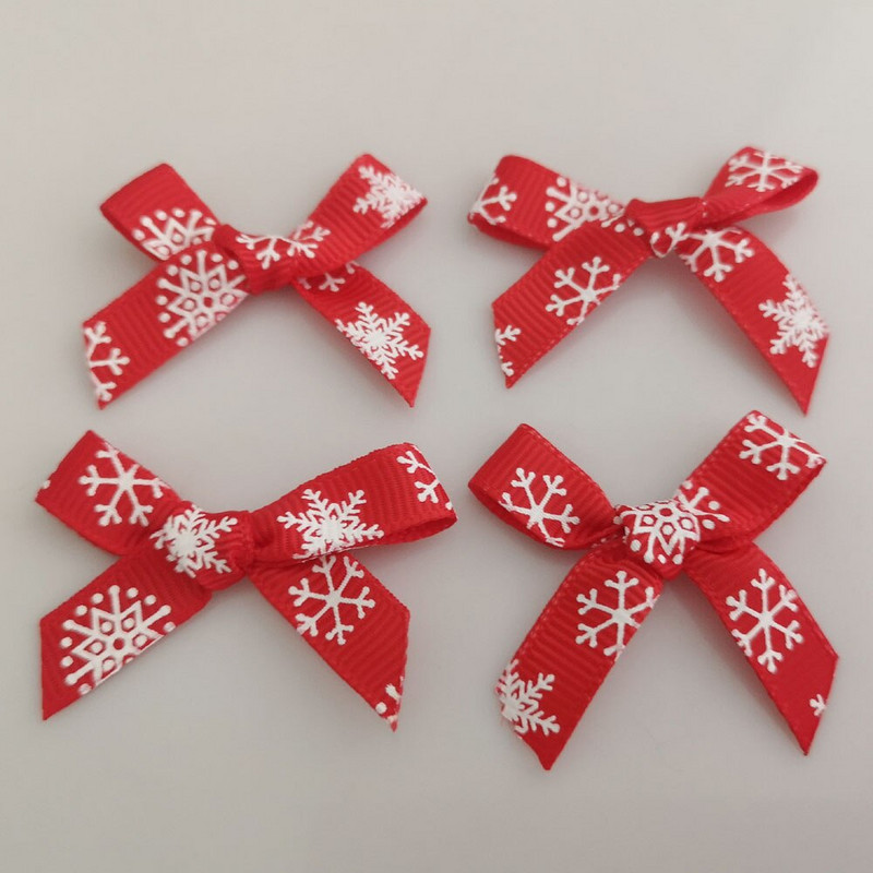 FZNNAO 3/8" božićne leptir mašne s otisnutom crvenom vrpcom, 100 kom. Rukotvorine mašne za blagdanske prilike