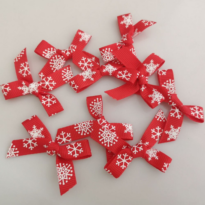 FZNNAO 3/8" božićne leptir mašne s otisnutom crvenom vrpcom, 100 kom. Rukotvorine mašne za blagdanske prilike