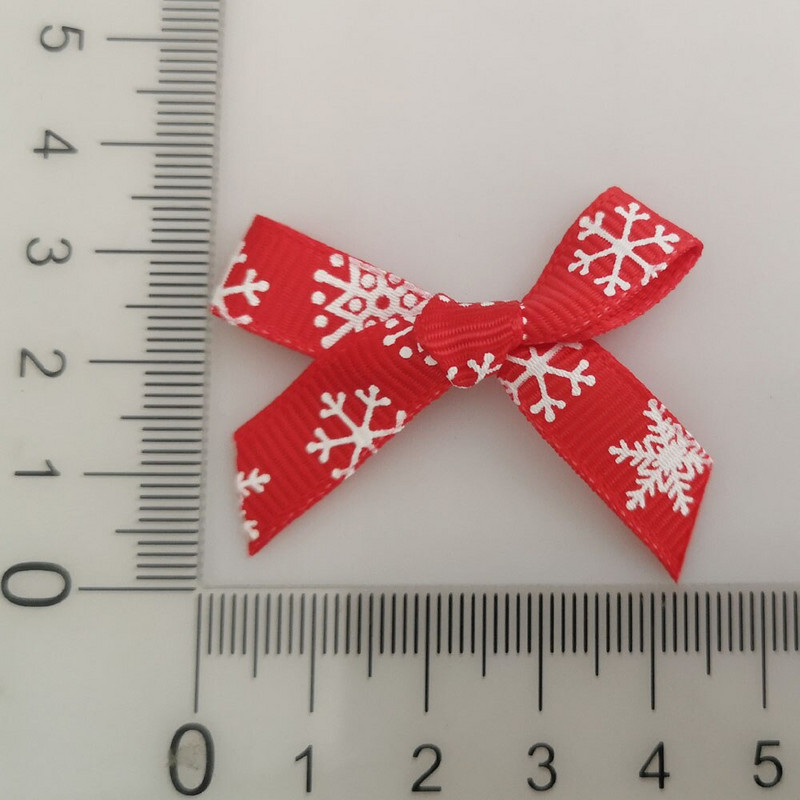FZNNAO 3/8" božićne leptir mašne s otisnutom crvenom vrpcom, 100 kom. Rukotvorine mašne za blagdanske prilike