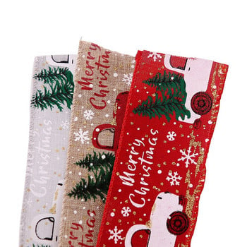 5 см широка, 5 м дължина Коледна червена панделка за кола Merry Xmas Gift Crafts Опаковъчна лента за Направи си сам венец с лък Доставка Декорация на врати