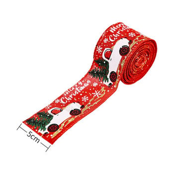 5 см широка, 5 м дължина Коледна червена панделка за кола Merry Xmas Gift Crafts Опаковъчна лента за Направи си сам венец с лък Доставка Декорация на врати