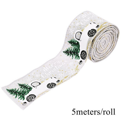 5 см широка, 5 м дължина Коледна червена панделка за кола Merry Xmas Gift Crafts Опаковъчна лента за Направи си сам венец с лък Доставка Декорация на врати