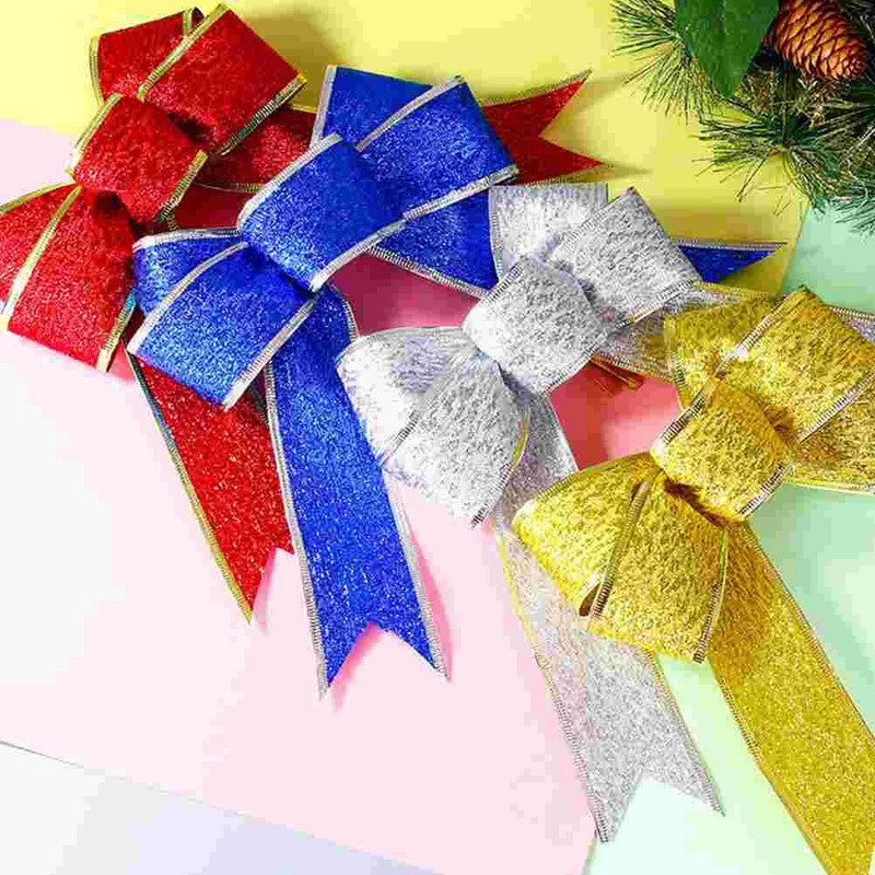 Božićne mašne Drvo Vrpca Crveni ukrasi Čvor Poklon Ukrasni veliki vijenci Prekrivač Tkanina Svjetlucavi vijenac Blagdanski