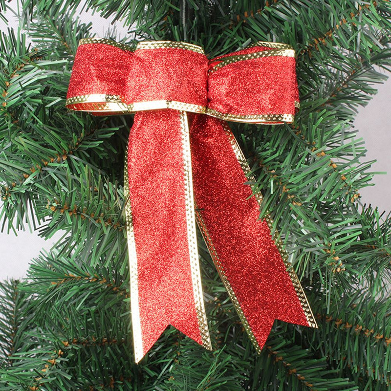 Božićne mašne Drvo Vrpca Crveni ukrasi Čvor Poklon Ukrasni veliki vijenci Prekrivač Tkanina Svjetlucavi vijenac Blagdanski