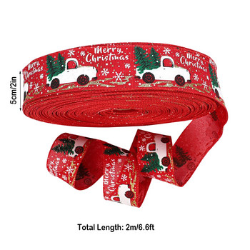 Направи си сам коледни ленени панделки с лък Опаковка за подаръци Декоративни панделки с лък Коледни панделки с лък Камион с печат Лента Lazo De Navidad Нова година
