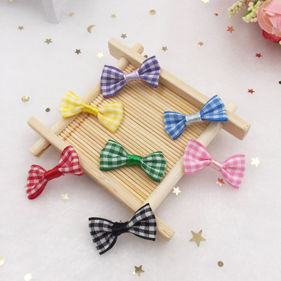 Νέοι 40 τεμ. υπέροχη σατέν κορδέλα Gingham Bow απλικέ Craft DIY Χριστουγεννιάτικο στολίδι γάμου δώρο φιόγκοι SA02*2