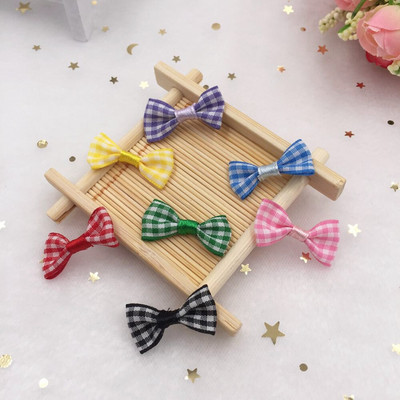 Nauji 40 vnt. gražūs satino juostelės Gingham lanko aplikacijos, rankdarbiai, pasidaryk pats, vestuviniai kalėdiniai papuošalai dovanų lankeliai SA02*2