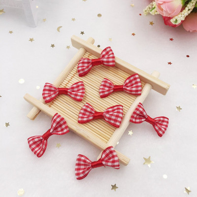 Nauji 40 vnt. gražūs satino juostelės Gingham lanko aplikacijos, rankdarbiai, pasidaryk pats, vestuviniai kalėdiniai papuošalai dovanų lankeliai SA02*2