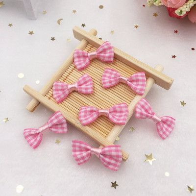 Nauji 40 vnt. gražūs satino juostelės Gingham lanko aplikacijos, rankdarbiai, pasidaryk pats, vestuviniai kalėdiniai papuošalai dovanų lankeliai SA02*2