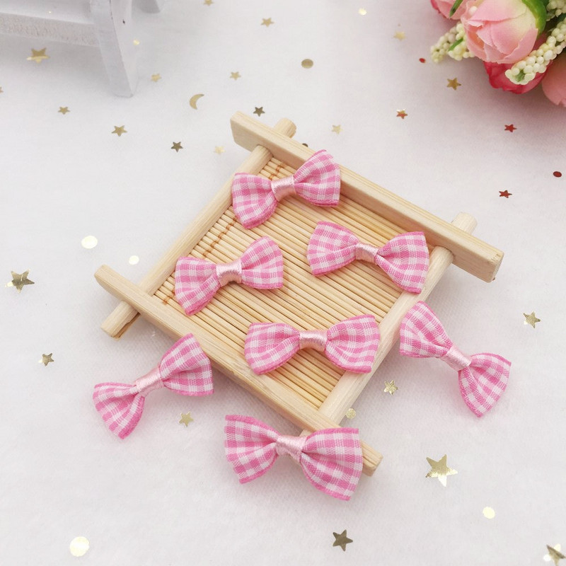 Nauji 40 vnt. gražūs satino juostelės Gingham lanko aplikacijos, rankdarbiai, pasidaryk pats, vestuviniai kalėdiniai papuošalai dovanų lankeliai SA02*2