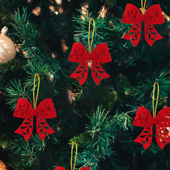 5Pcs Направи си сам лъкове Подаръчни лъкове Коледно парти Блестящ декор Коледна елха Висулка Коледни принадлежности Аксесоари за декорация