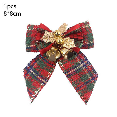 Papion roșu de Crăciun cu clopoțel de aur, brad de Crăciun, agățat, pandantiv, petrecere de Crăciun, bricolaj, agrafe de păr pentru copii, cadouri de revelion