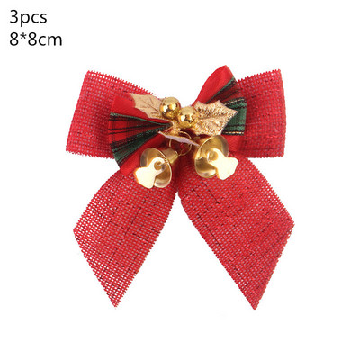 Papion roșu de Crăciun cu clopoțel de aur, brad de Crăciun, agățat, pandantiv, petrecere de Crăciun, bricolaj, agrafe de păr pentru copii, cadouri de revelion