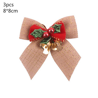 Papion roșu de Crăciun cu clopoțel de aur, brad de Crăciun, agățat, pandantiv, petrecere de Crăciun, bricolaj, agrafe de păr pentru copii, cadouri de revelion