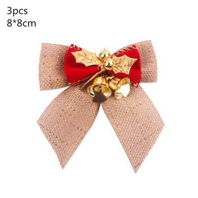 Papion roșu de Crăciun cu clopoțel de aur, brad de Crăciun, agățat, pandantiv, petrecere de Crăciun, bricolaj, agrafe de păr pentru copii, cadouri de revelion