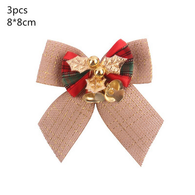 Papion roșu de Crăciun cu clopoțel de aur, brad de Crăciun, agățat, pandantiv, petrecere de Crăciun, bricolaj, agrafe de păr pentru copii, cadouri de revelion