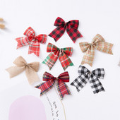 5 tk/pakk Jõulufestivali kaunistus vibu-sõlm Värviline ruuduline jõulupuu rippuvad vibud Kaunistused kingituste pakendamise tarvikud