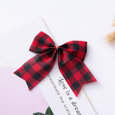 5 tk/pakk Jõulufestivali kaunistus vibu-sõlm Värviline ruuduline jõulupuu rippuvad vibud Kaunistused kingituste pakendamise tarvikud