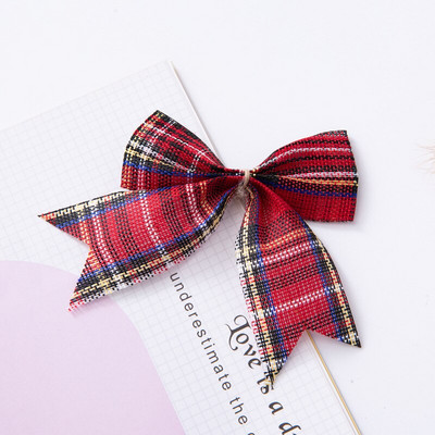 5 tk/pakk Jõulufestivali kaunistus vibu-sõlm Värviline ruuduline jõulupuu rippuvad vibud Kaunistused kingituste pakendamise tarvikud