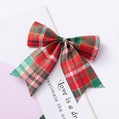5 tk/pakk Jõulufestivali kaunistus vibu-sõlm Värviline ruuduline jõulupuu rippuvad vibud Kaunistused kingituste pakendamise tarvikud