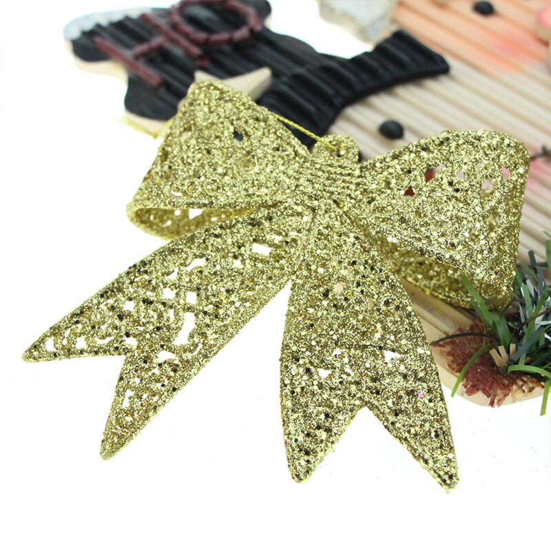 Leptir mašna Viseći ukras za božićni dom Zlato Srebrna Crvena svjetlucava mašna Ukrasi za božićno drvce Nova godina 2022. Navidad