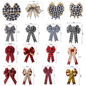 Ukrasi za božićno drvce Buffalo karirano laneno platno Mašne za rukotvorine Božićni vijenci Ukrasna mašna za kućna vrata Happy Navidad