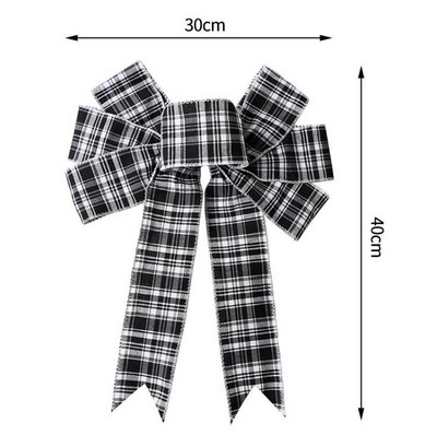 Ukrasi za božićno drvce Buffalo karirano laneno platno Mašne za rukotvorine Božićni vijenci Ukrasna mašna za kućna vrata Happy Navidad