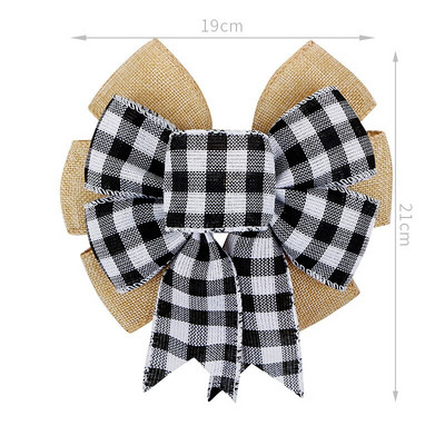 Ukrasi za božićno drvce Buffalo karirano laneno platno Mašne za rukotvorine Božićni vijenci Ukrasna mašna za kućna vrata Happy Navidad