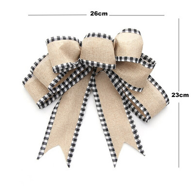 Ukrasi za božićno drvce Buffalo karirano laneno platno Mašne za rukotvorine Božićni vijenci Ukrasna mašna za kućna vrata Happy Navidad