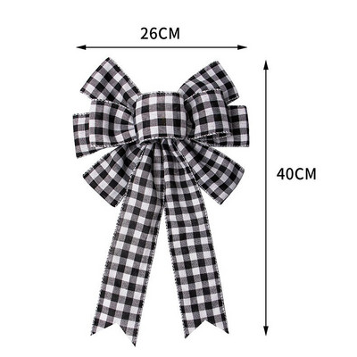 Ukrasi za božićno drvce Buffalo karirano laneno platno Mašne za rukotvorine Božićni vijenci Ukrasna mašna za kućna vrata Happy Navidad