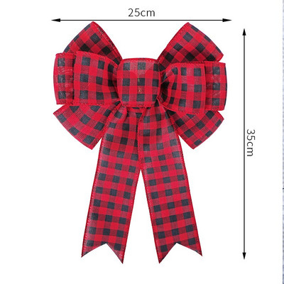 Ukrasi za božićno drvce Buffalo karirano laneno platno Mašne za rukotvorine Božićni vijenci Ukrasna mašna za kućna vrata Happy Navidad