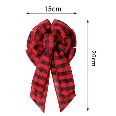 Ukrasi za božićno drvce Buffalo karirano laneno platno Mašne za rukotvorine Božićni vijenci Ukrasna mašna za kućna vrata Happy Navidad