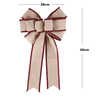 Ukrasi za božićno drvce Buffalo karirano laneno platno Mašne za rukotvorine Božićni vijenci Ukrasna mašna za kućna vrata Happy Navidad