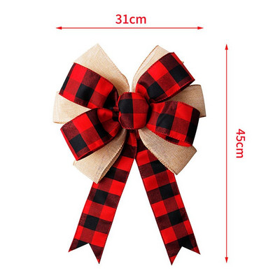 Ukrasi za božićno drvce Buffalo karirano laneno platno Mašne za rukotvorine Božićni vijenci Ukrasna mašna za kućna vrata Happy Navidad