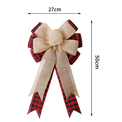 Ukrasi za božićno drvce Buffalo karirano laneno platno Mašne za rukotvorine Božićni vijenci Ukrasna mašna za kućna vrata Happy Navidad
