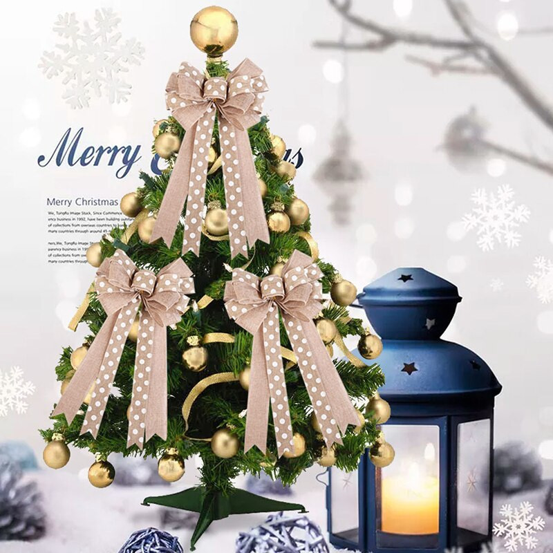 Lagre khaki valgete täppidega vibu jõulupuu kaunistused jõulupuu kaunistused kodu pulmadeks lint vibu vibu sõlme käsitöö